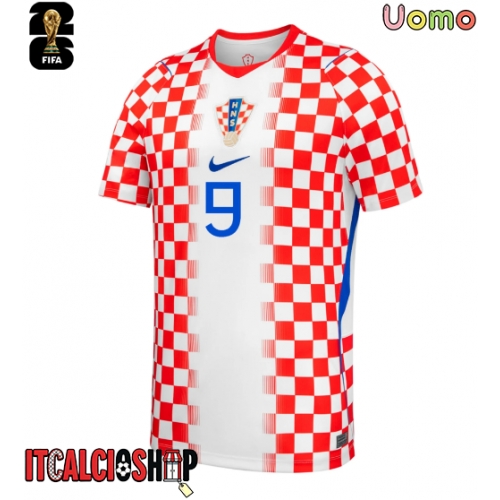 Croazia Andrej Kramaric #9 Prima Maglia Mondiali 2026 Manica Corta